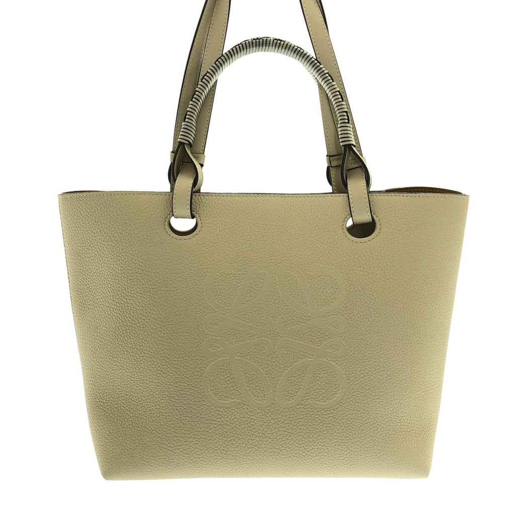 Loewe Anagram Small Leather Tote Light Oats — view 3