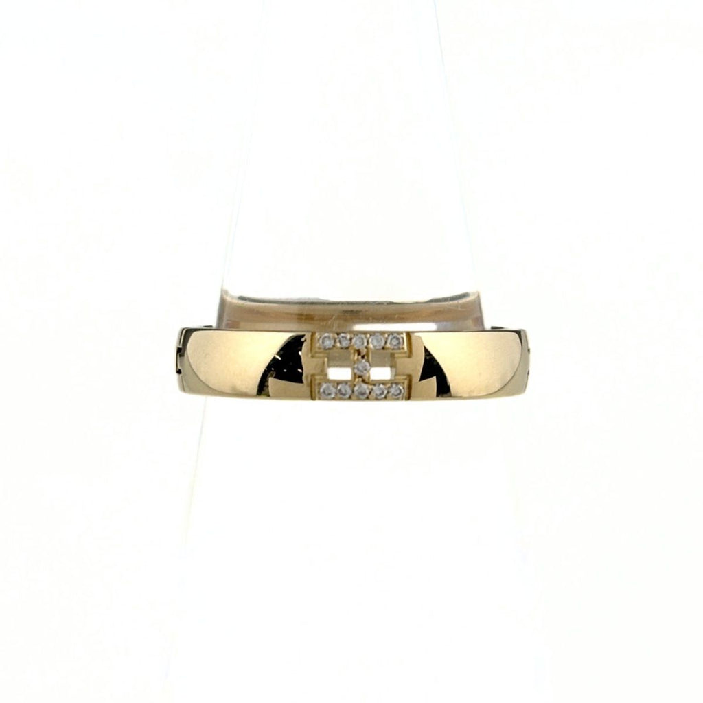 Hermes Ever Herakles Ring YG Yellow Gold Pave Diamond