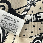 Hermes Scarf Twill Gray Ju Noir Blanc Ribbon Festival Des Amazones — view 3