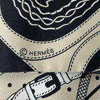 Hermes Scarf Twill Gray Ju Noir Blanc Ribbon Festival Des Amazones — view 2