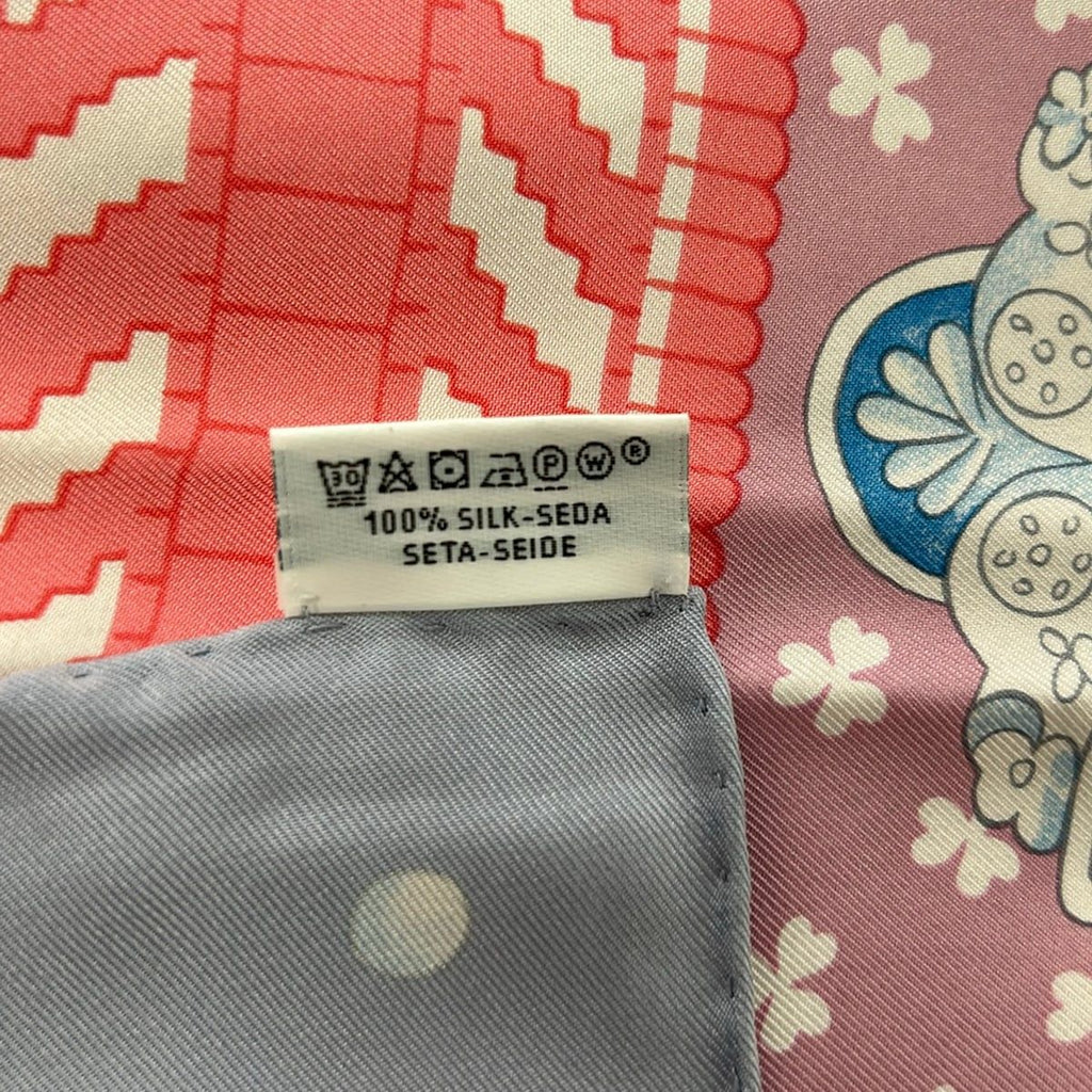 Hermes Scarf Carre 90 Light Pink Light Blue White Boucles Et Galons du Tsar — view 3