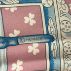 Hermes Scarf Carre 90 Light Pink Light Blue White Boucles Et Galons du Tsar — view 2