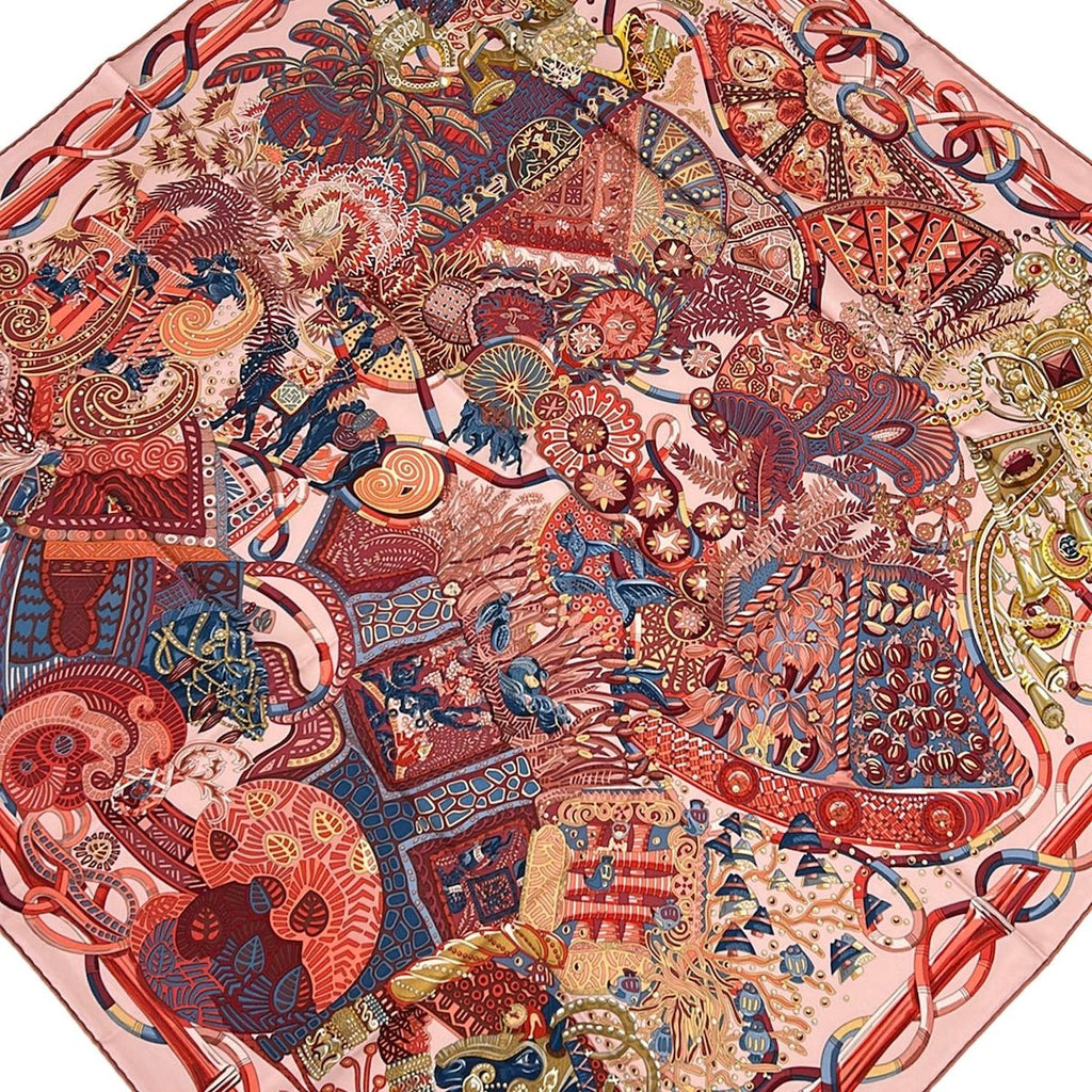Hermes Scarf Carre 90 Pink Bordeaux Multi AU