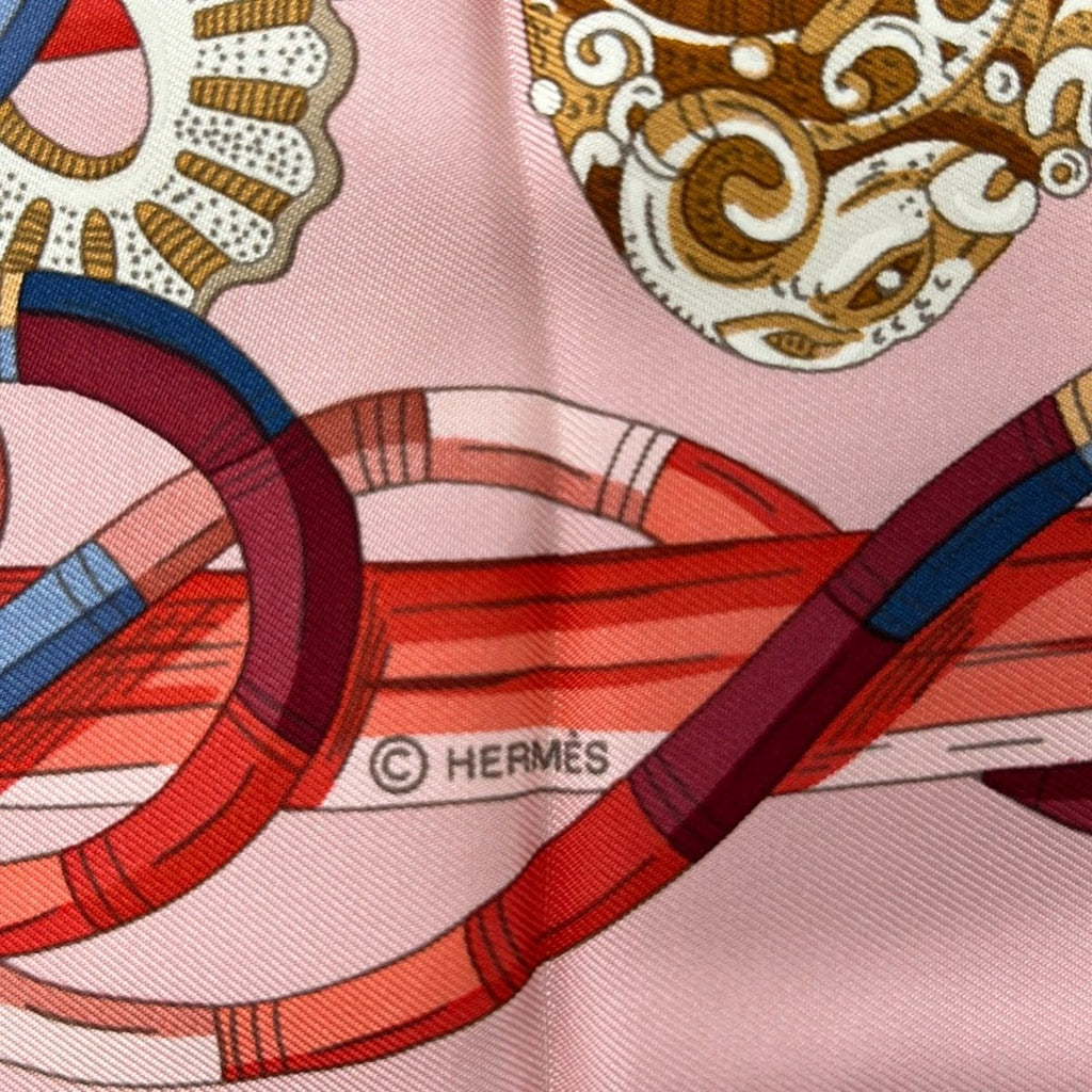 Hermes Scarf Carre 90 Pink Bordeaux Multi AU — view 2