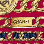 Chanel Scarf Red Dark Yellow Black CC Logo Chain — view 2