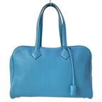 Hermes Shoulder Bag Victoria Tout 35 Blue Jean Silver