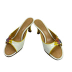 Louis Vuitton Mules 35 White Yellow Multi Flower Leather — view 2