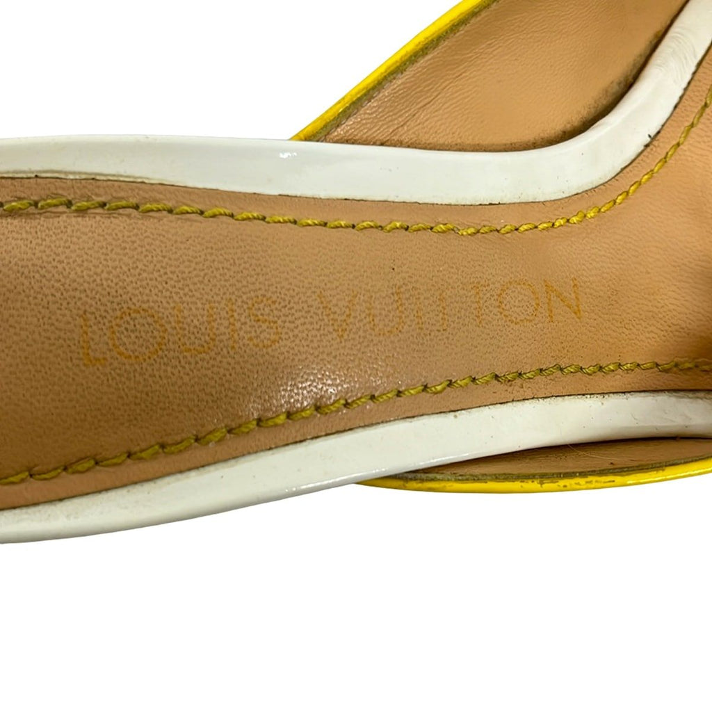 Louis Vuitton Mules 35 White Yellow Multi Flower Leather — view 5