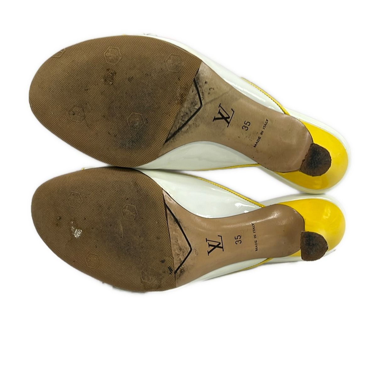 Louis Vuitton Mules 35 White Yellow Multi Flower Leather — view 4
