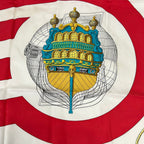 Hermes Scarf Carre 90 Red White Multi Chateaux D'arriere — view 5