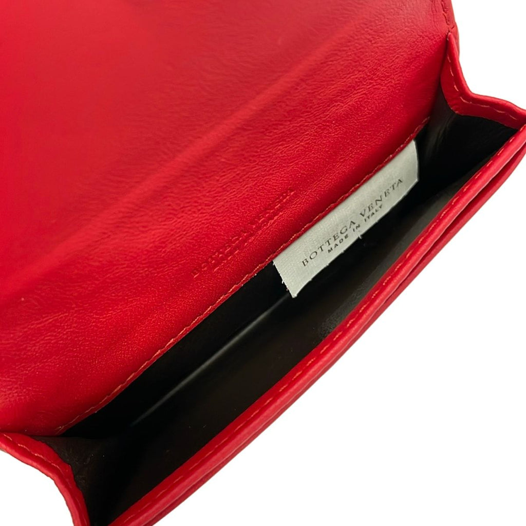 Bottega Veneta Business Card Holder Intrecciato Red Leather — view 4