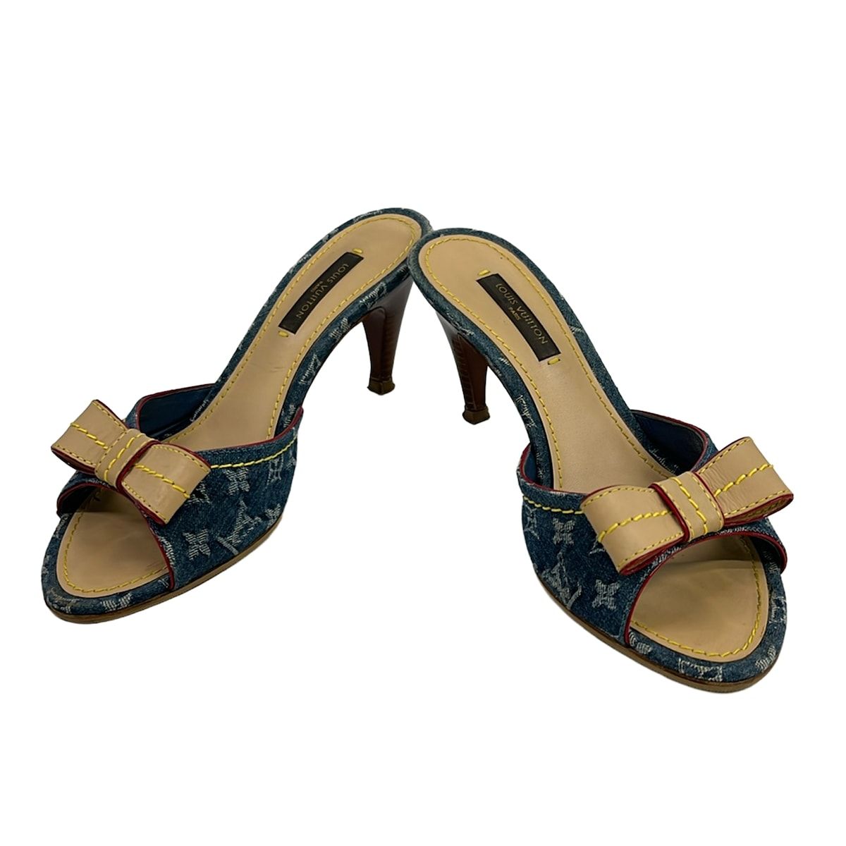 Louis Vuitton Mules 35 Blue Beige Multi Ribbon — view 2