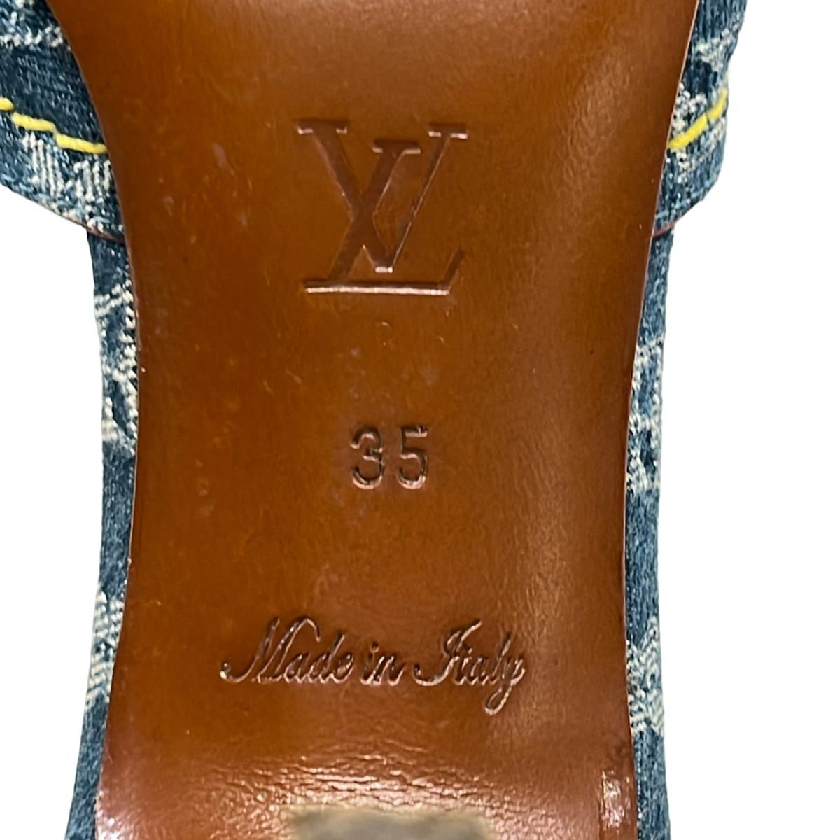 Louis Vuitton Mules 35 Blue Beige Multi Ribbon — view 6