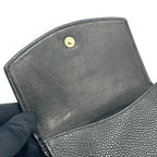 Chanel Caviar Leather CC Logo Hook Fold Wallet Mini Black — view 7