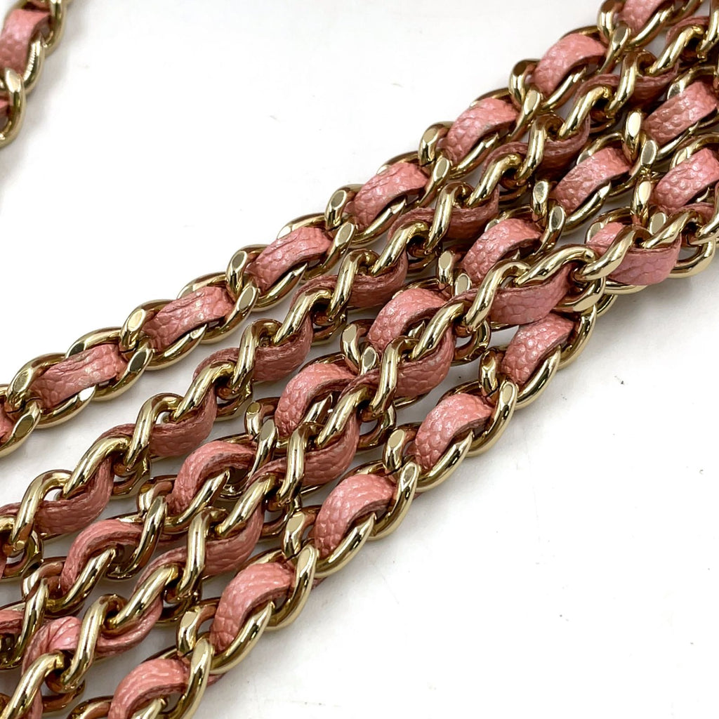 Chanel Caviar Leather Quilted Round Chain Pink Shoulder Bag Gold — view 5