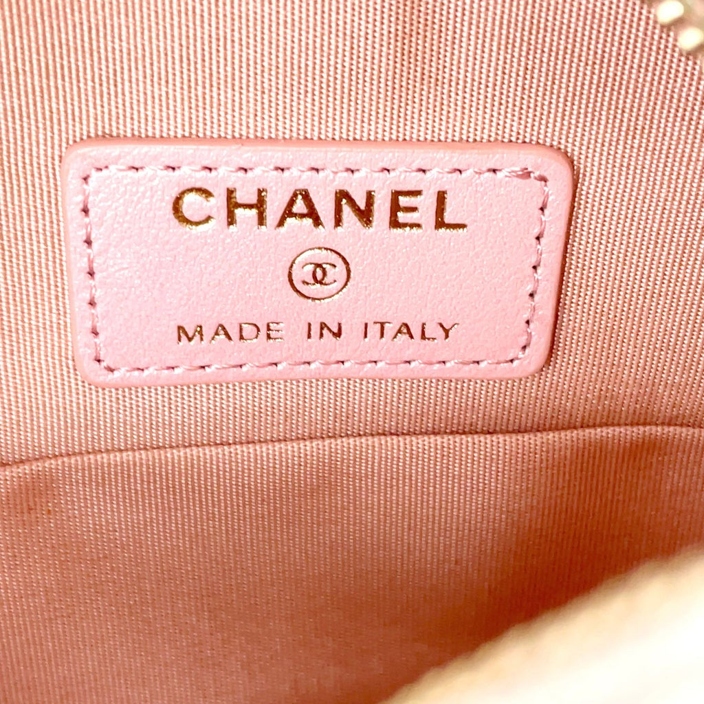Chanel Caviar Leather Quilted Round Chain Pink Shoulder Bag Gold — view 4