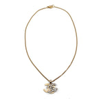 Chanel CC Logo Rhinestone Color Stone Clear Gold Necklace — view 3