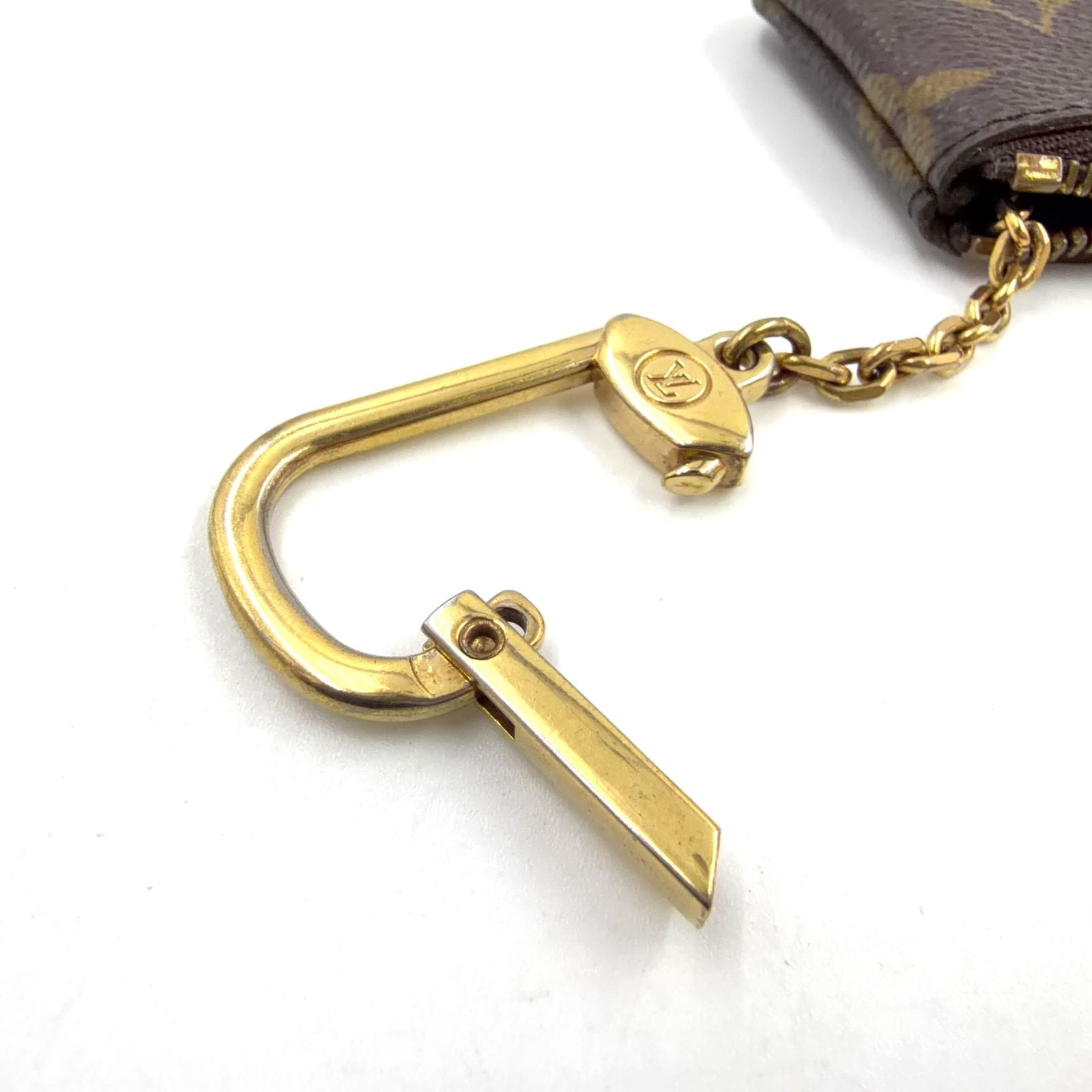 Louis Vuitton Pochette Cles Monogram Leather Brown Coin Case Gold — view 9
