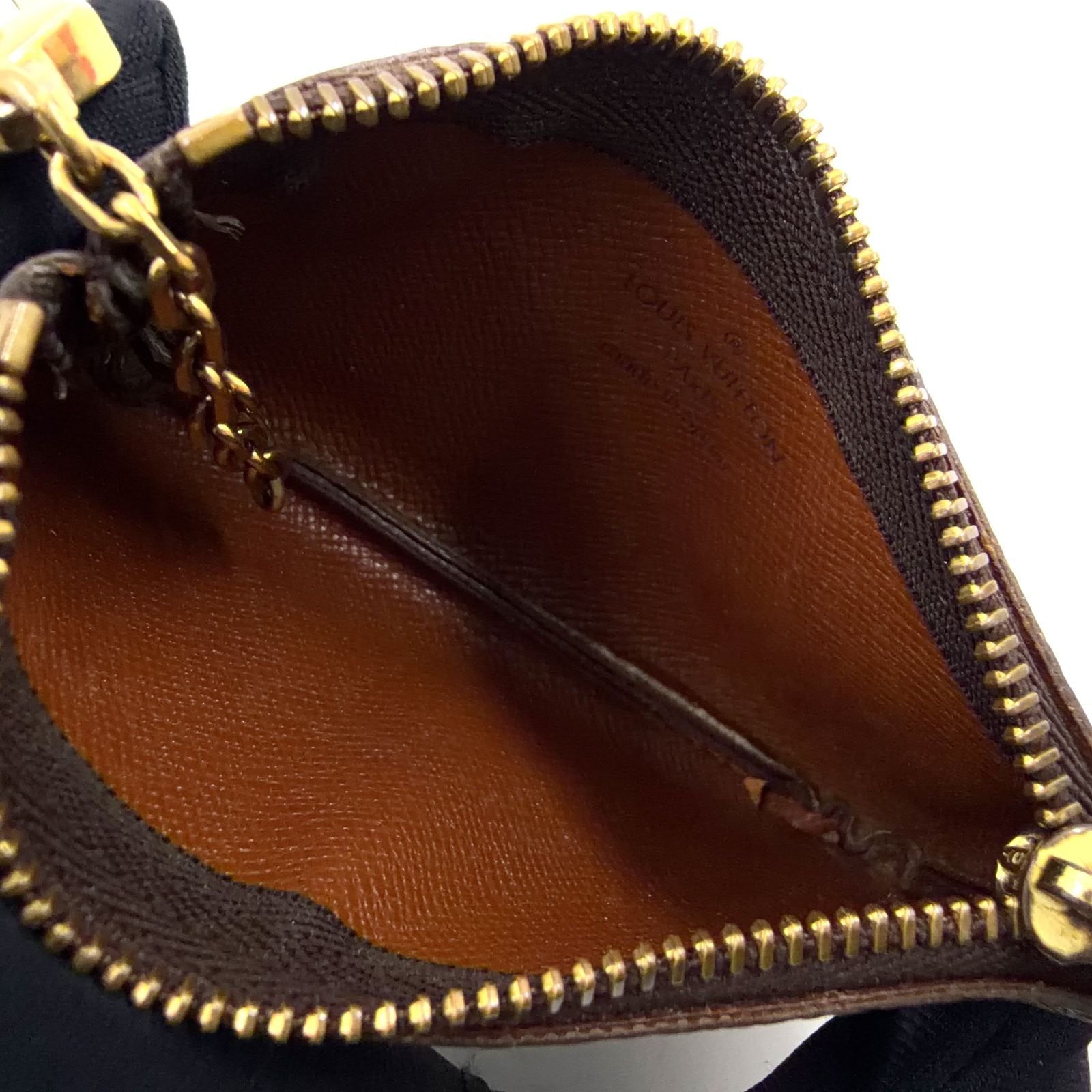 Louis Vuitton Pochette Cles Monogram Leather Brown Coin Case Gold — view 3