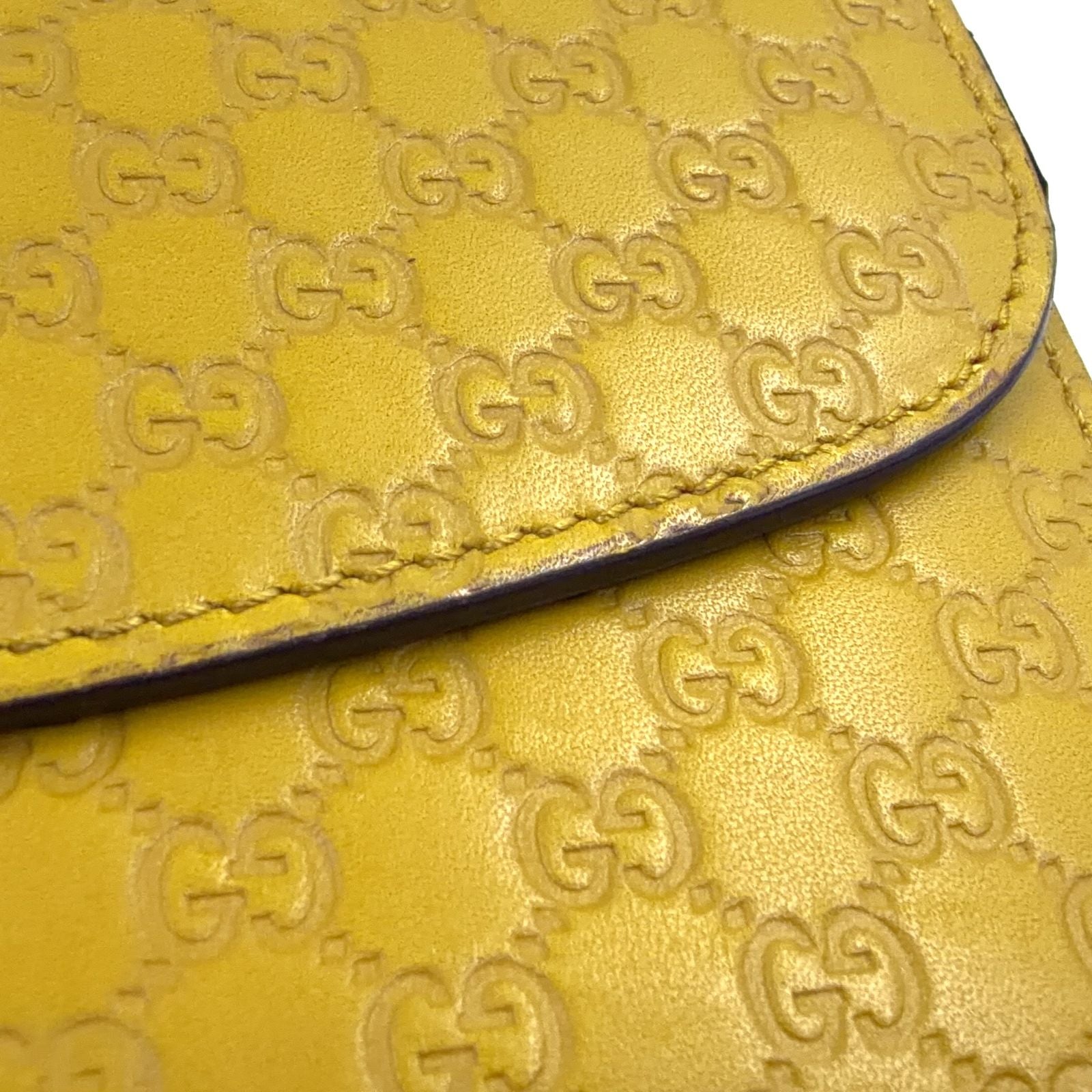 Gucci Micro Guccissima Leather Yellow Trifold Wallet Gold — view 8