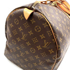 Louis Vuitton Keepall 55 Monogram Leather Brown Boston Bag Gold — view 6
