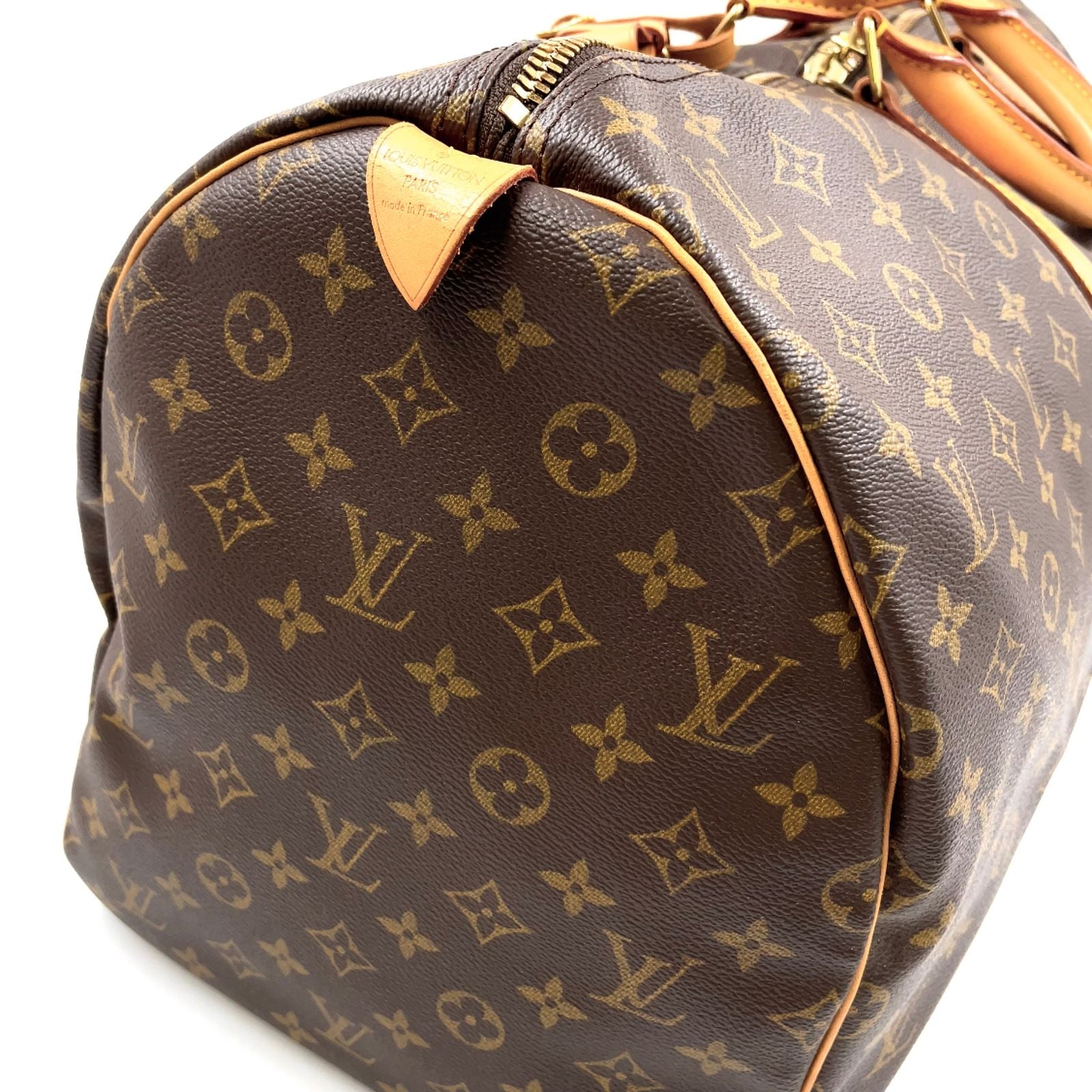 Louis Vuitton Keepall 55 Monogram Leather Brown Boston Bag Gold — view 6