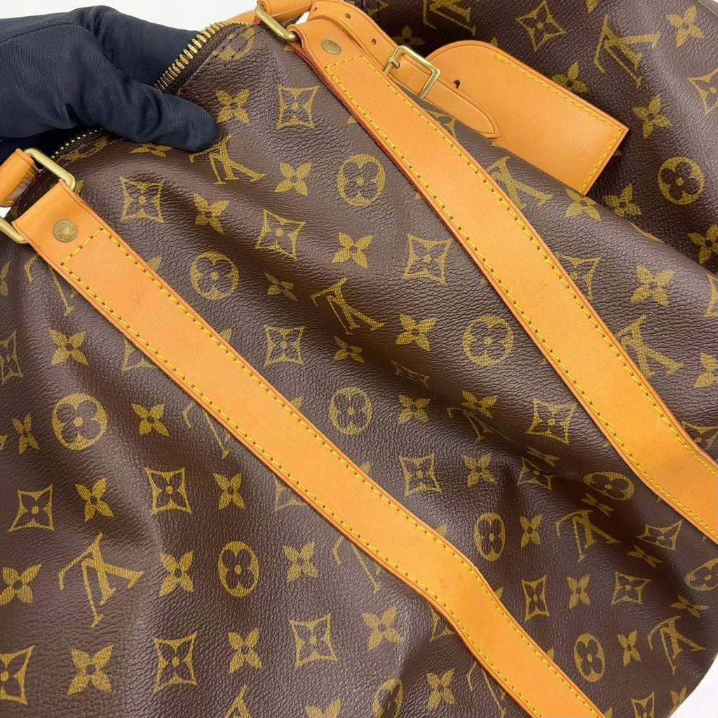 Louis Vuitton Keepall 55 Monogram Leather Brown Boston Bag Gold — view 8