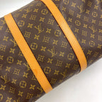 Louis Vuitton Keepall 55 Monogram Leather Brown Boston Bag Gold — view 9