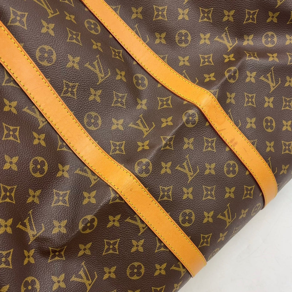 Louis Vuitton Keepall 55 Monogram Leather Brown Boston Bag Gold — view 7