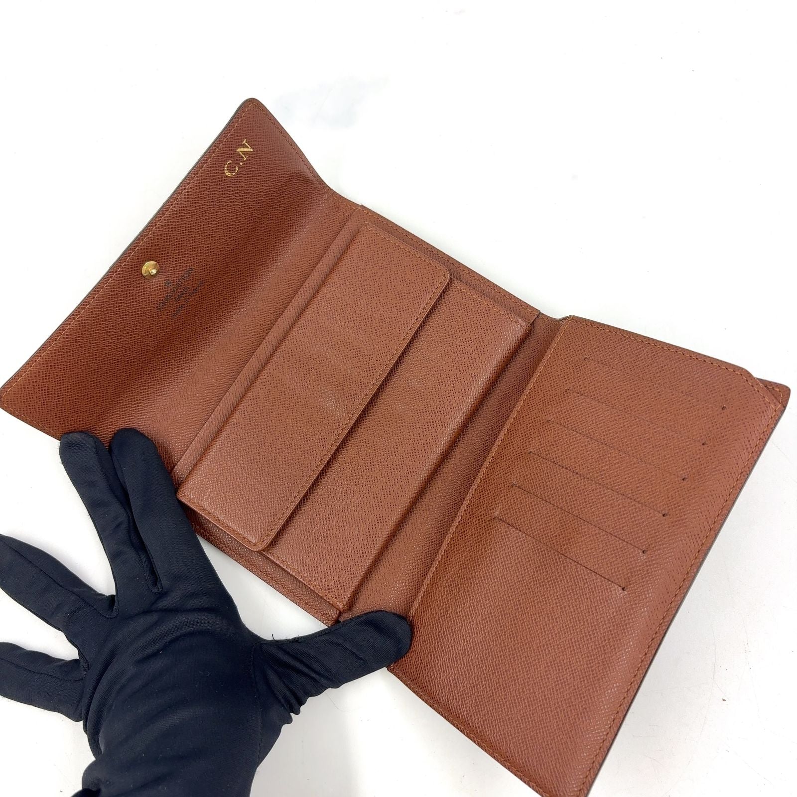 Louis Vuitton Porte Tresor Etuis Papier Monogram Leather with Initials Brown — view 3