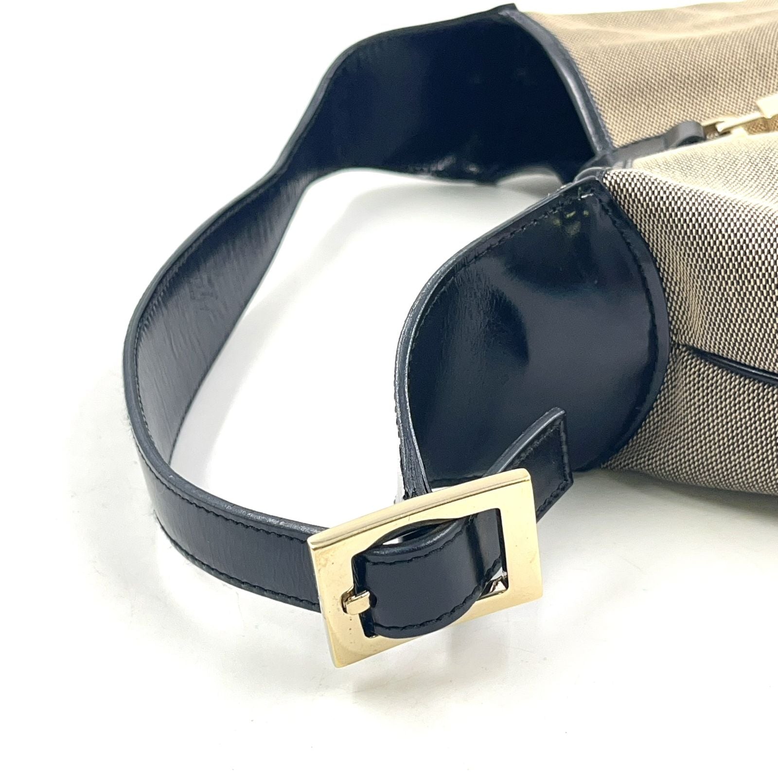 Gucci Jackie Leather Canvas Black Beige Shoulder Bag Gold — view 6
