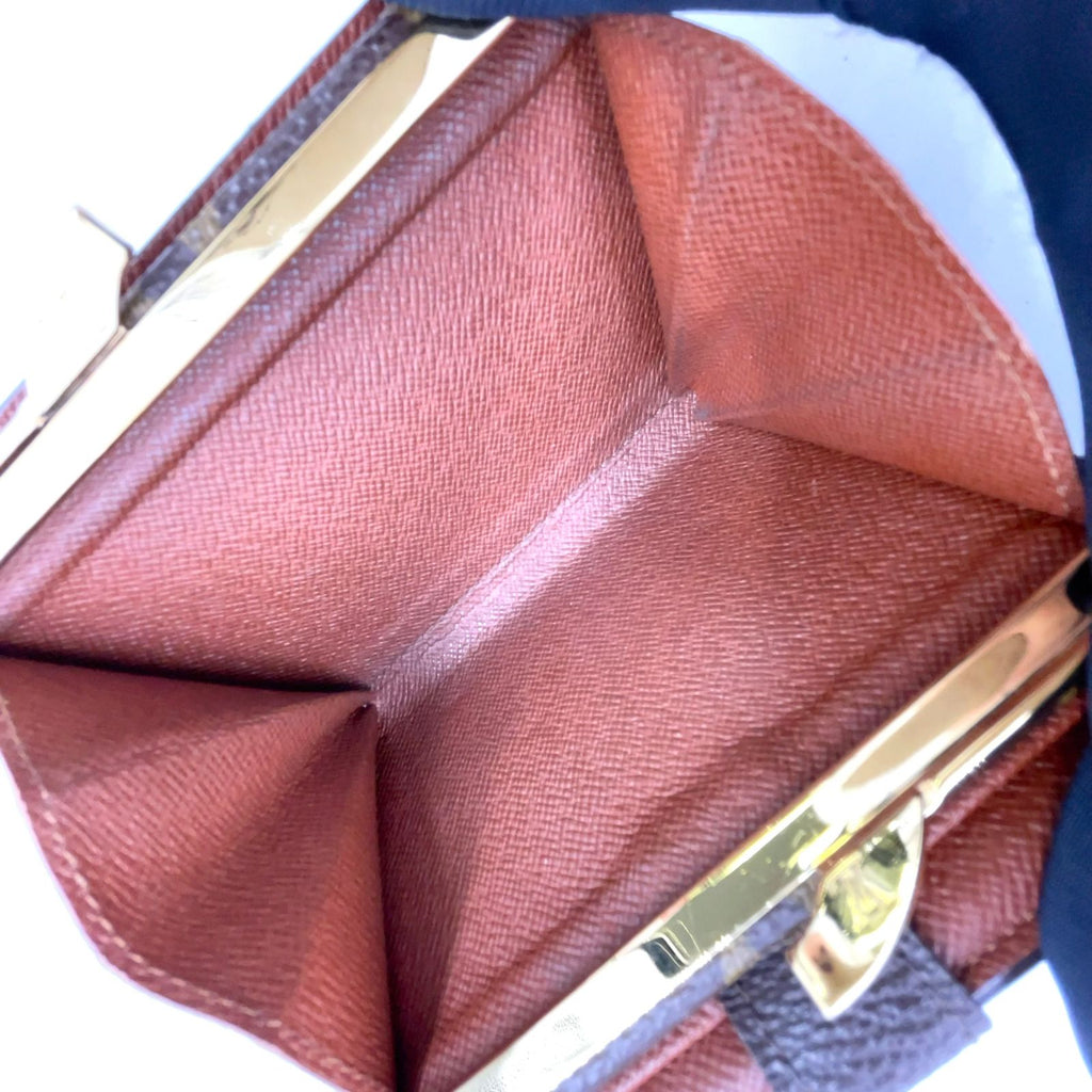 Louis Vuitton Porte-Monnaie Monogram Leather Brown Bifold Wallet Gold — view 6