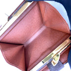 Louis Vuitton Porte-Monnaie Monogram Leather Brown Bifold Wallet Gold — view 6