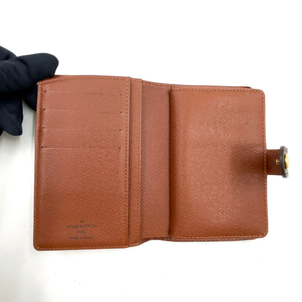 Louis Vuitton Porte-Monnaie Monogram Leather Brown Bifold Wallet Gold — view 3