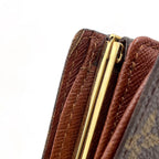 Louis Vuitton Porte-Monnaie Monogram Leather Brown Bifold Wallet Gold — view 8
