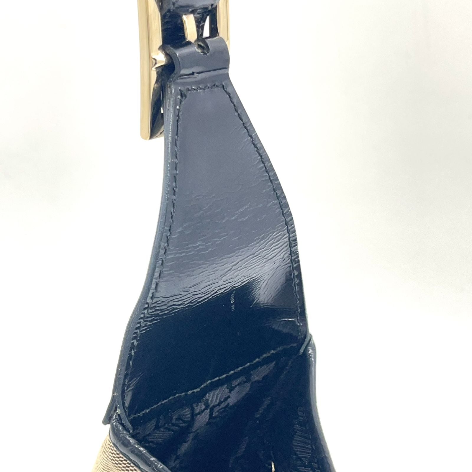 Gucci Jackie Leather Canvas Black Beige Shoulder Bag Gold — view 8