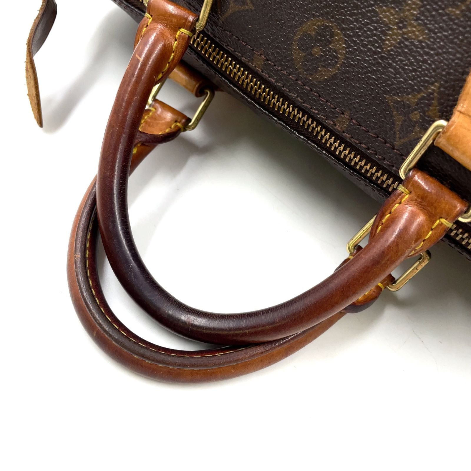Louis Vuitton Speedy 30 Monogram Leather Brown Handbag Gold — view 5
