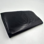 Chanel CC Logo Lambskin Black Bifold Wallet Gold — view 5