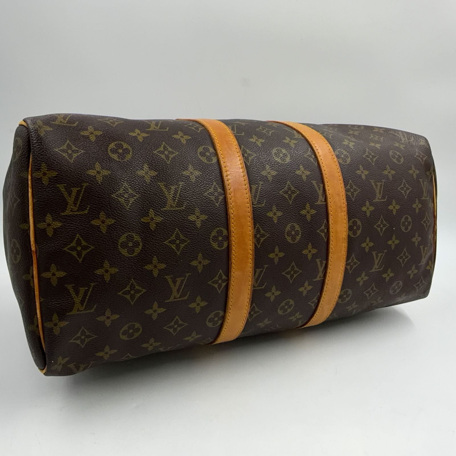 Louis Vuitton Keepall 45 Monogram Leather Brown Boston Bag Gold — view 8