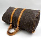 Louis Vuitton Keepall 45 Monogram Leather Brown Boston Bag Gold — view 6
