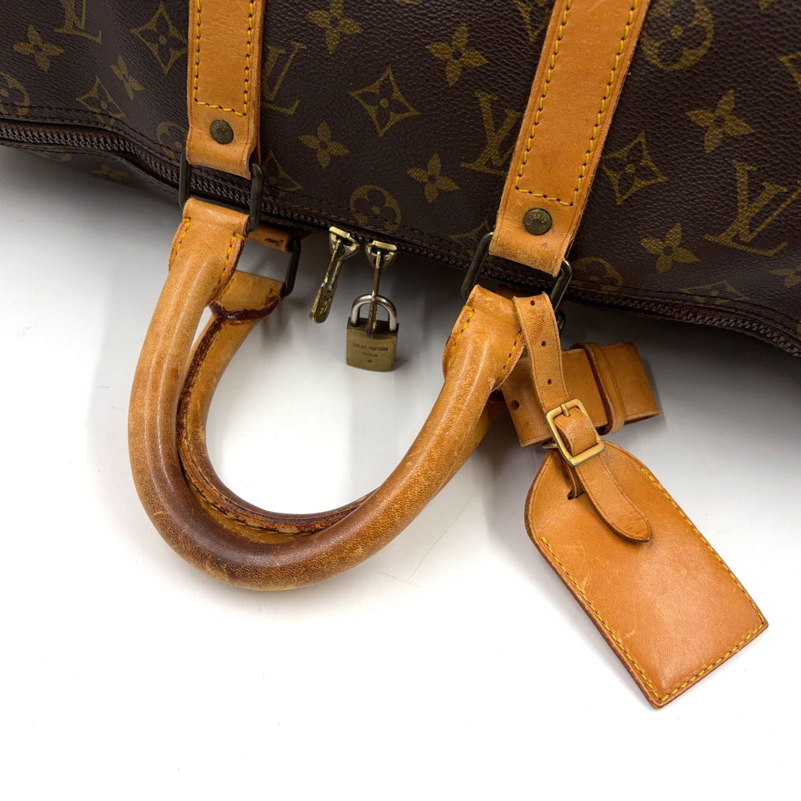 Louis Vuitton Keepall 45 Monogram Leather Brown Boston Bag Gold — view 5