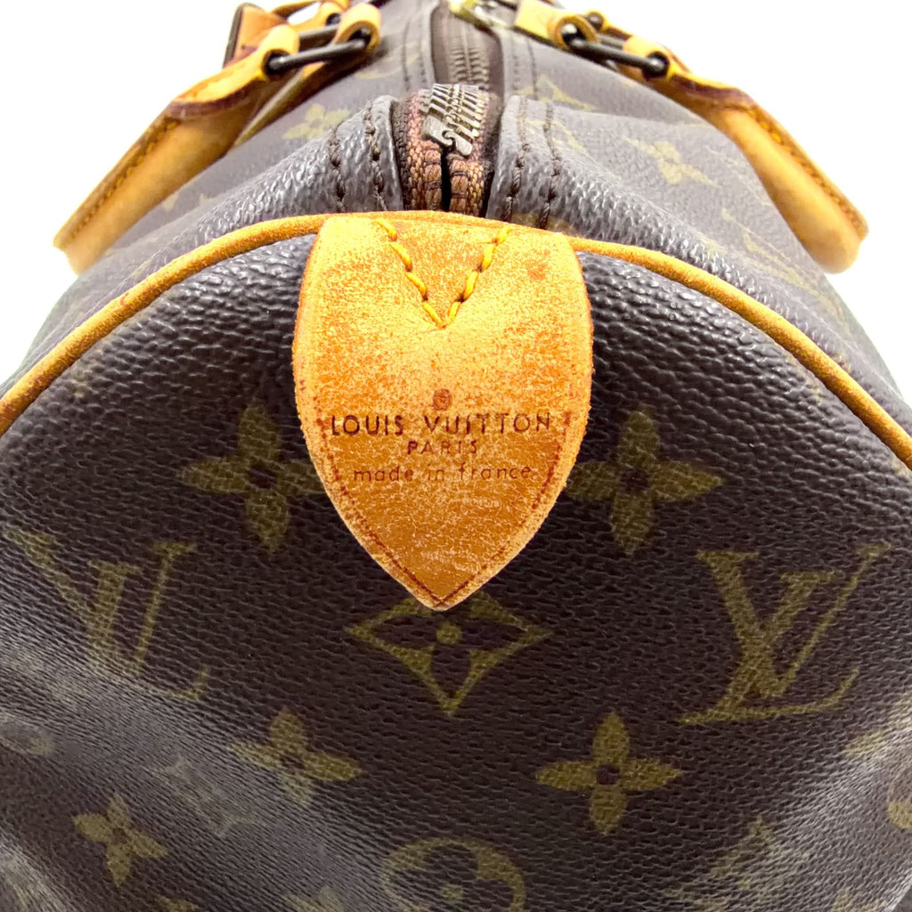 Louis Vuitton Keepall 45 Monogram Leather Brown Boston Bag Gold — view 4