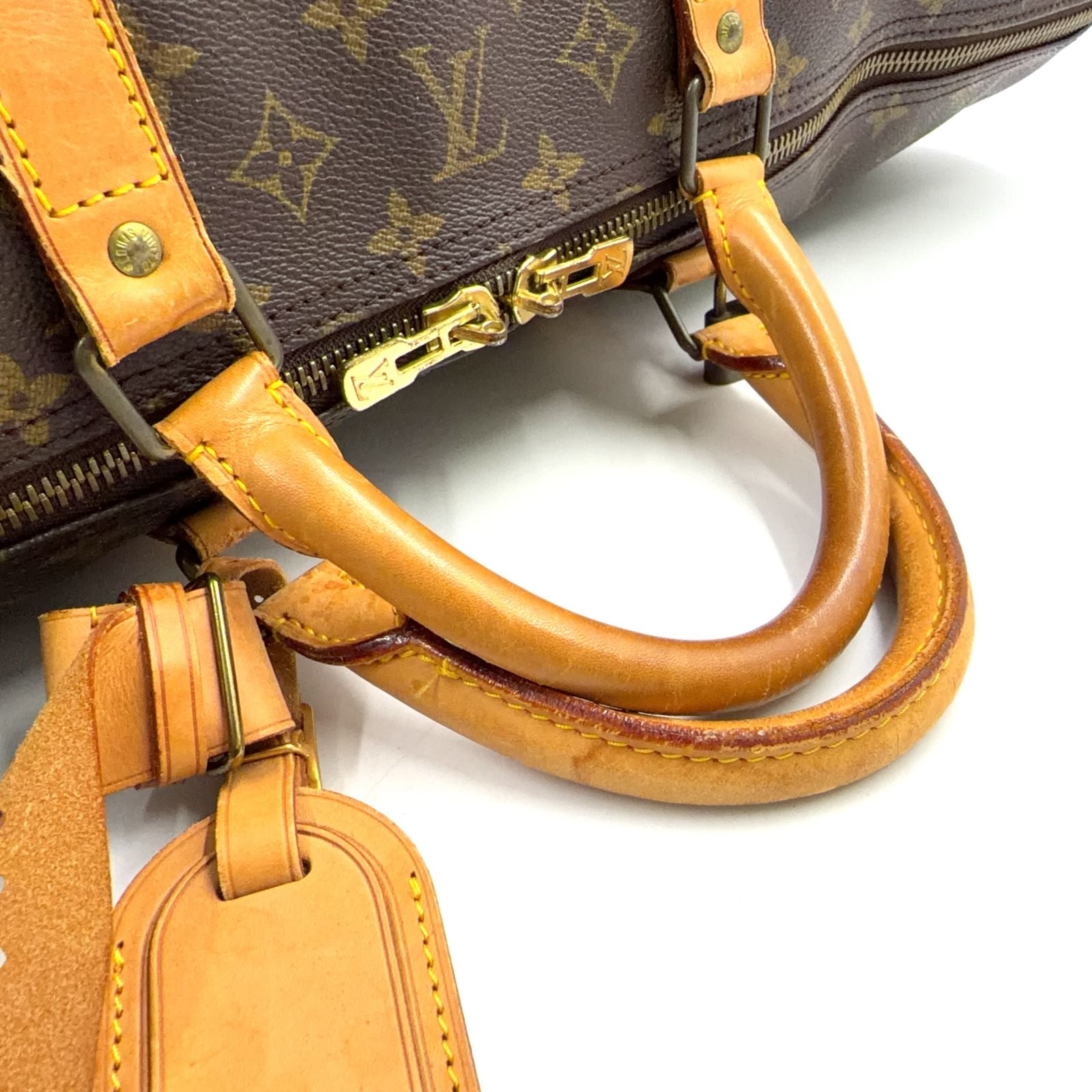 Louis Vuitton Keepall 60 Monogram Leather Brown Boston Bag Gold — view 5