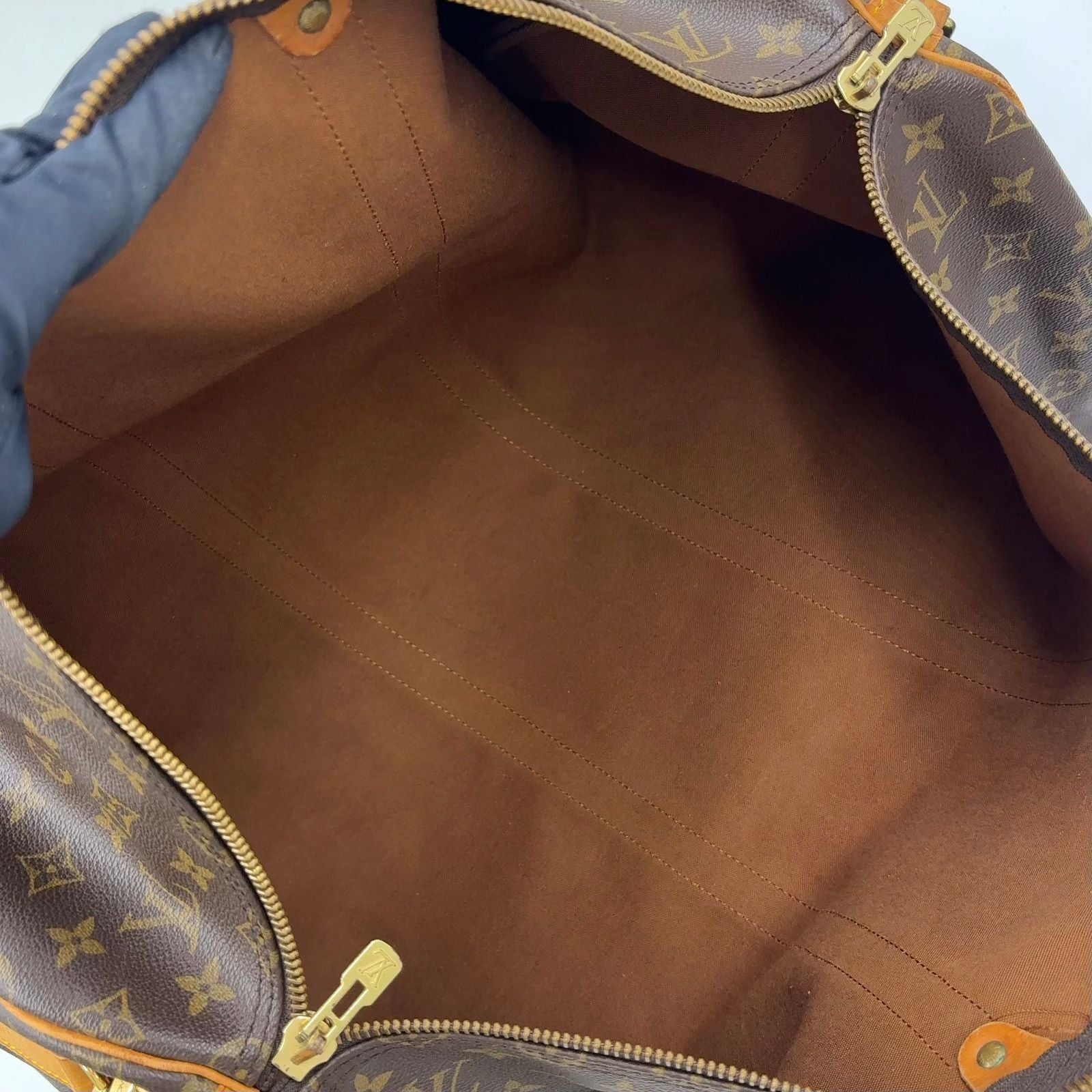 Louis Vuitton Keepall 55 Monogram Leather Brown Boston Bag Gold — view 3