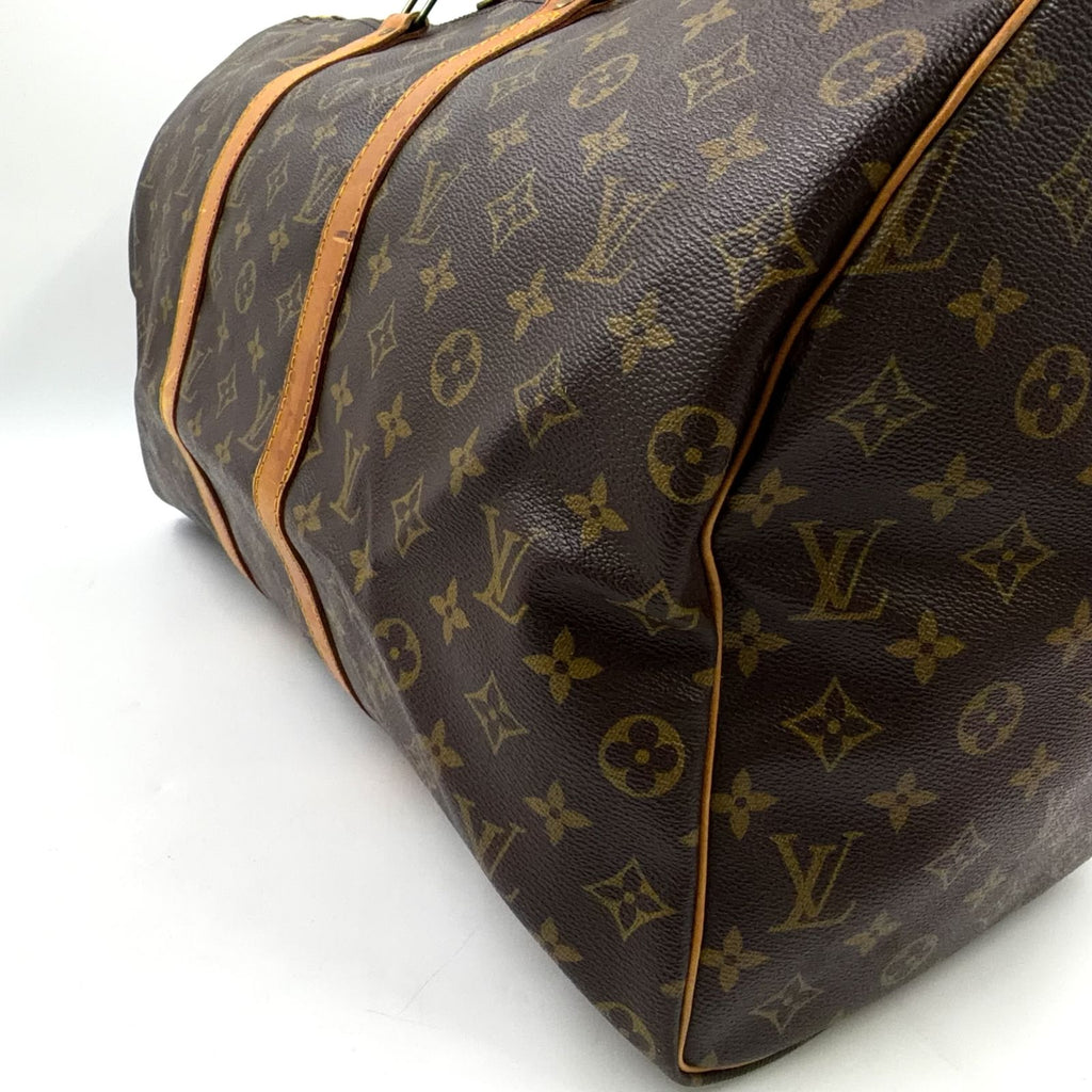 Louis Vuitton Keepall Bandouliere 50 Monogram Leather Brown Boston Bag Gold — view 7