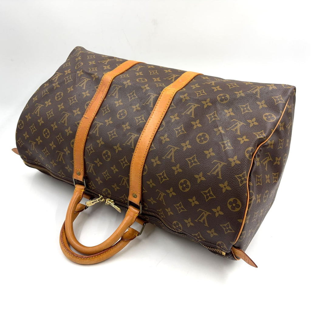 Louis Vuitton Keepall Bandouliere 50 Monogram Leather Brown Boston Bag Gold — view 5