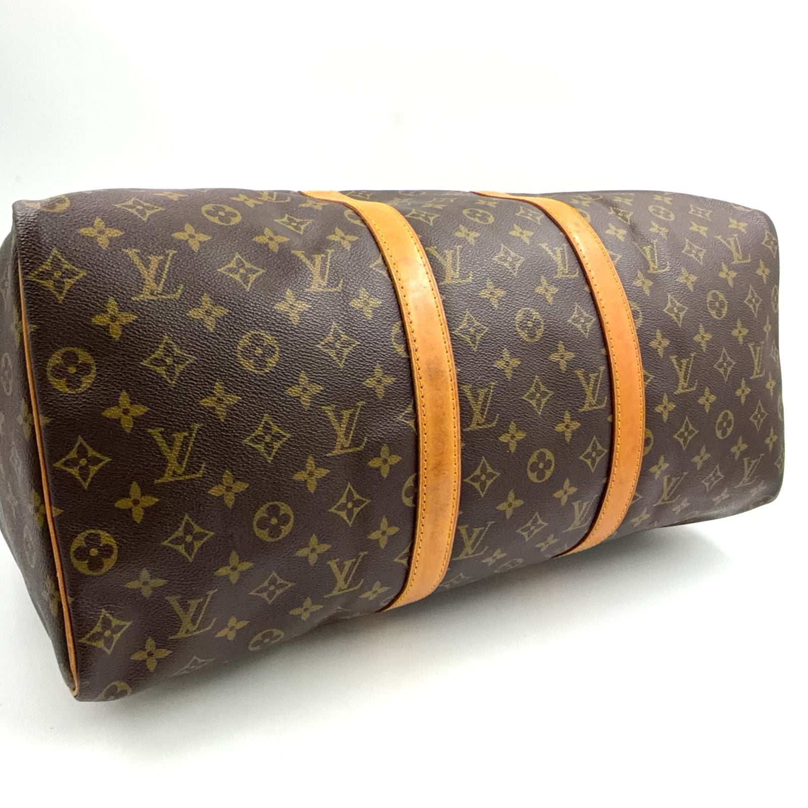 Louis Vuitton Keepall Bandouliere 50 Monogram Leather Brown Boston Bag Gold — view 6