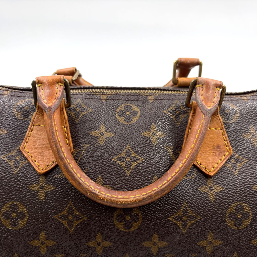 Louis Vuitton Speedy 30 Monogram Leather Brown Handbag Gold — view 6