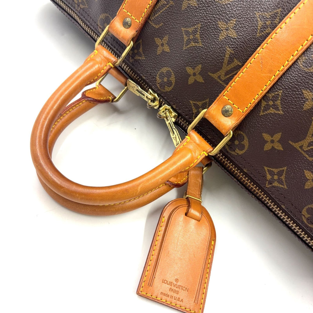 Louis Vuitton Keepall 45 Monogram Leather Brown Boston Bag Gold — view 6