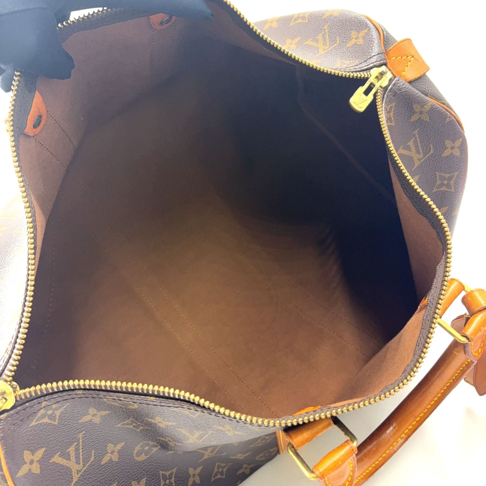 Louis Vuitton Keepall 45 Monogram Leather Brown Boston Bag Gold — view 3